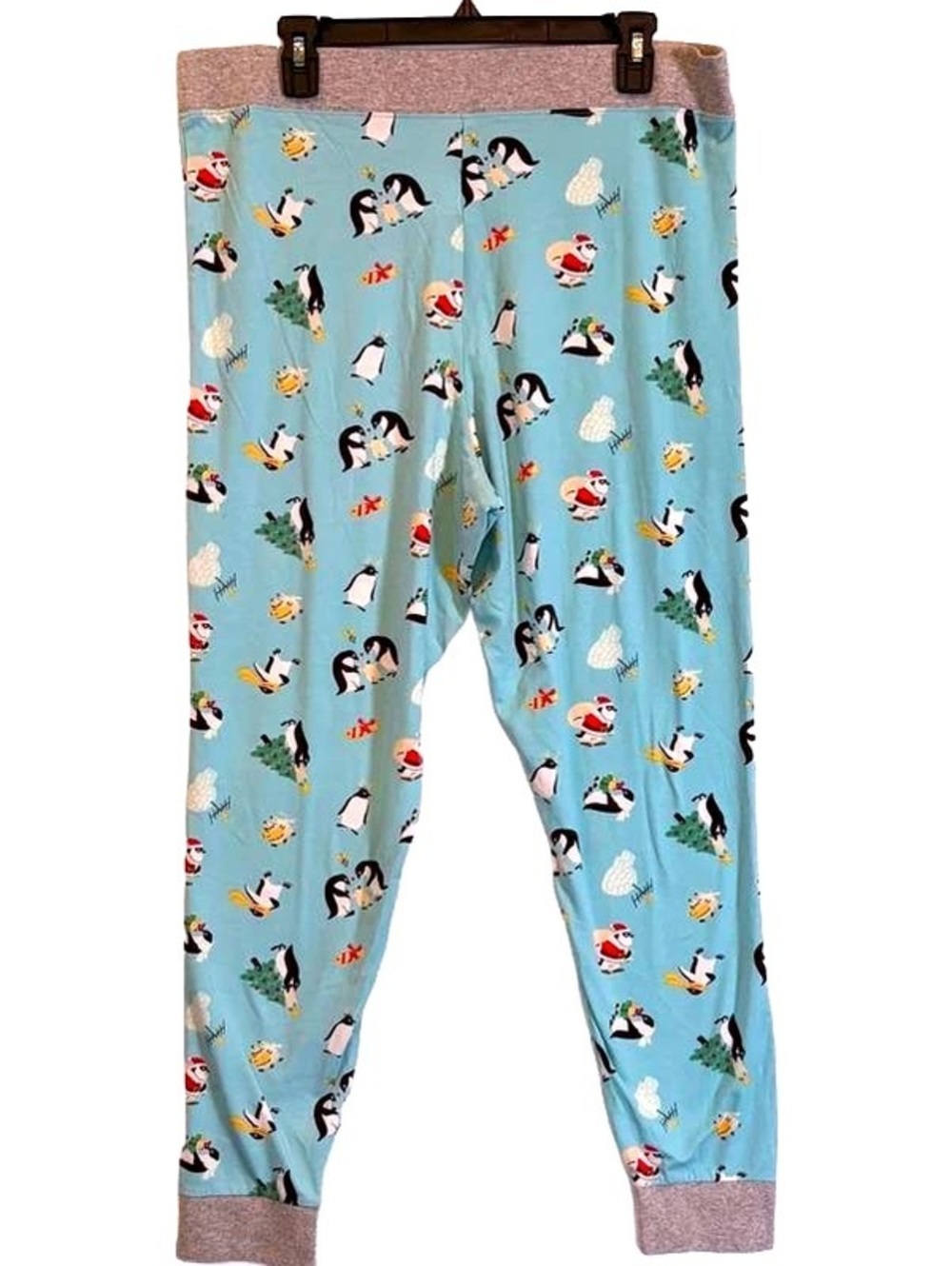 PajamaGram Christmas Penguin Pajama Pants Blue Gray Holiday Lounge size Large